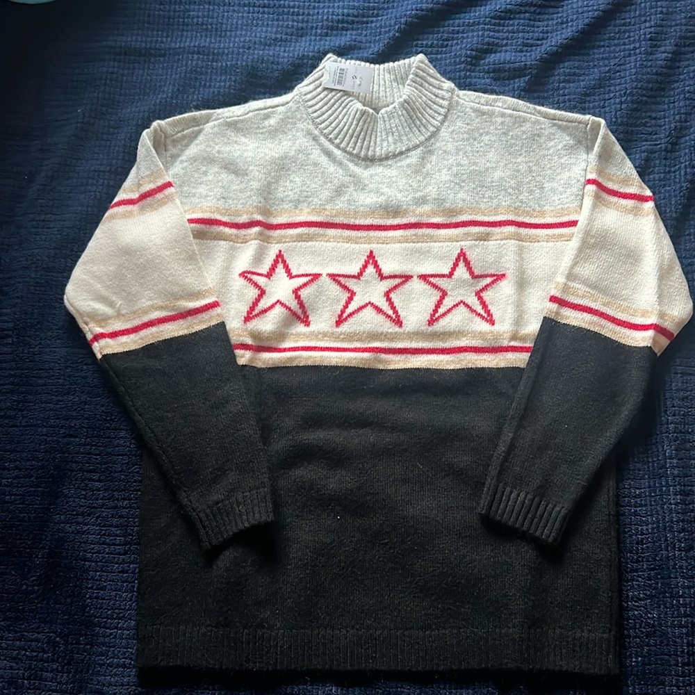 Women’s L&G Star Stripe Mock Neck Sweater - XS